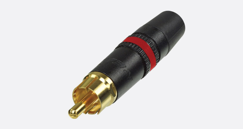 REAN NYS373-2 FICHE RCA corps noir, contacts or, bague rouge