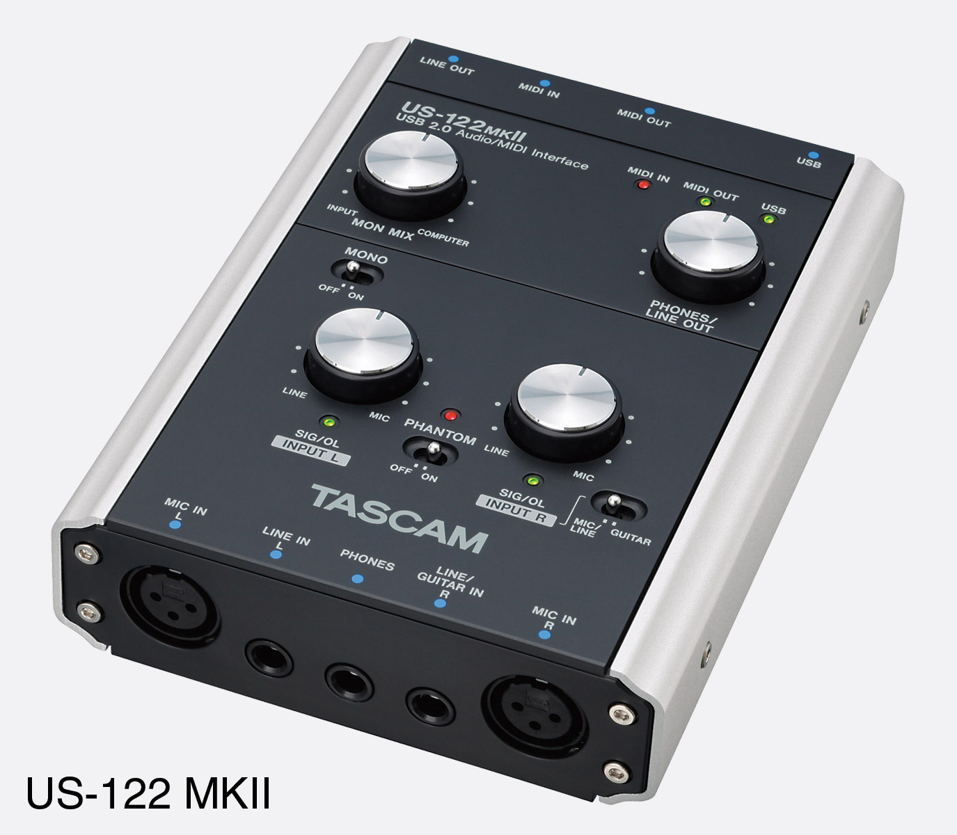 TASCAM US-122MKII INTERFACE AUDIO USB 2x entr.mic/ligne, MIDI I/O