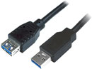 CORDON USB 3.0, Type A mâle - Type A femelle, 2m, noir