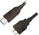 CORDON USB 3.1, type C mâle - type B-micro mâle, 2m, noir