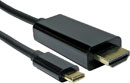 CORDON USB mâle Type C - mâle HDMI, 1m, noir