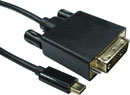USB CABLE mâle Type C - mâle DVI, 2m, noir