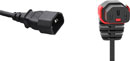 IEC-LOCK CORDON SECTEUR IEC verticale bas femelle C13 verrouillable - IEC mâle C14, 1m, noir