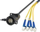 CANFORD FIBRECO HMA XLR bulkhead connector, 4-channel, SM, with LC fibre tails, 500mm