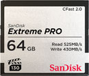SANDISK SDCFSP-064G-G46D EXTREME PRO 64GB CFAST 2.0 CARTE MEMOIRE, 525MB/s read, 430MB/s write
