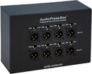 AUDIOPRESSBOX APB-008 OW-EX EXTENS.SPLITTER fix.au mur, 2x e.unité comm., 2x 4 s.micro/ligne, noir