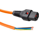 IEC-LOCK CORDON SECTEUR IEC verrouillable femelle C13 - non terminé, 3m, orange