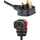 IEC-LOCK CORDON SECTEUR IEC verticale bas femelle C13 verrouillable - UK 13A, 3m, noir
