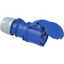 PCE 213-6 FICHE SECTEUR 16A ANTI-ECLABOUSSURES droite, femelle, IP67, bleu/gris
