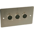 CANFORD PLAQUE DE CONNEXION GB 2-gang, 3x XLR femelle, nickel satiné