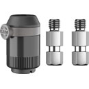 K&M 23900 ADAPTATEUR LIBERATION RAPIDE filetage femelle 5/8" et 3/8", mâle 3/8", noir