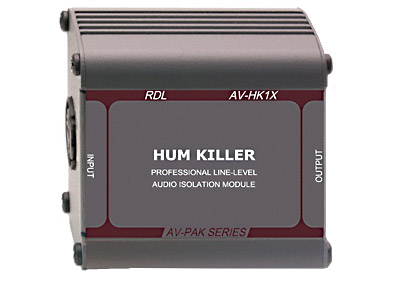 RDL AV-HK1X TRANSFO ISOLATEUR ELIMINATEUR DE BRUITS mono, entrée/sortie XLR